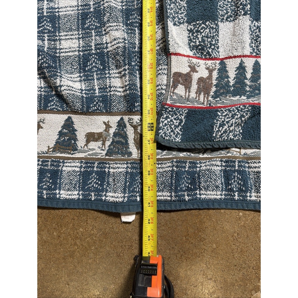 Vintage Christmas Green Plaid Deer Towels - Picture 8 of 10